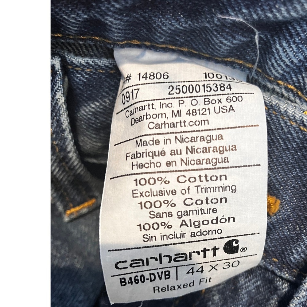 Carhartt B460-DVB 42x30 (44x30tag) Mens Relaxed Denim Jeans Dark Vintage Blue - Picture 4 of 9